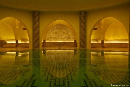 033-019 Casablanca Mosque Hassan II Islamic Architecture Steam Bath Pool Illumination-LRC